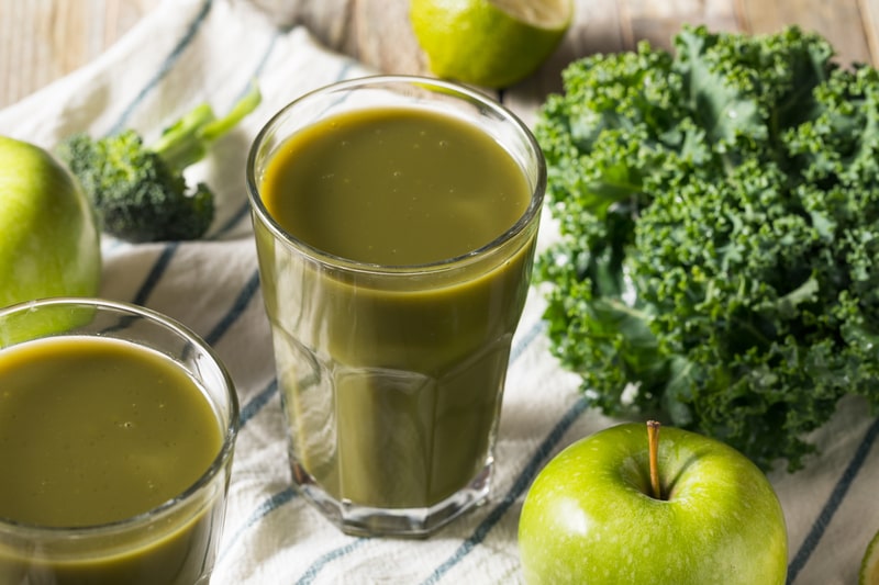 Healthy organic green juice in a glass